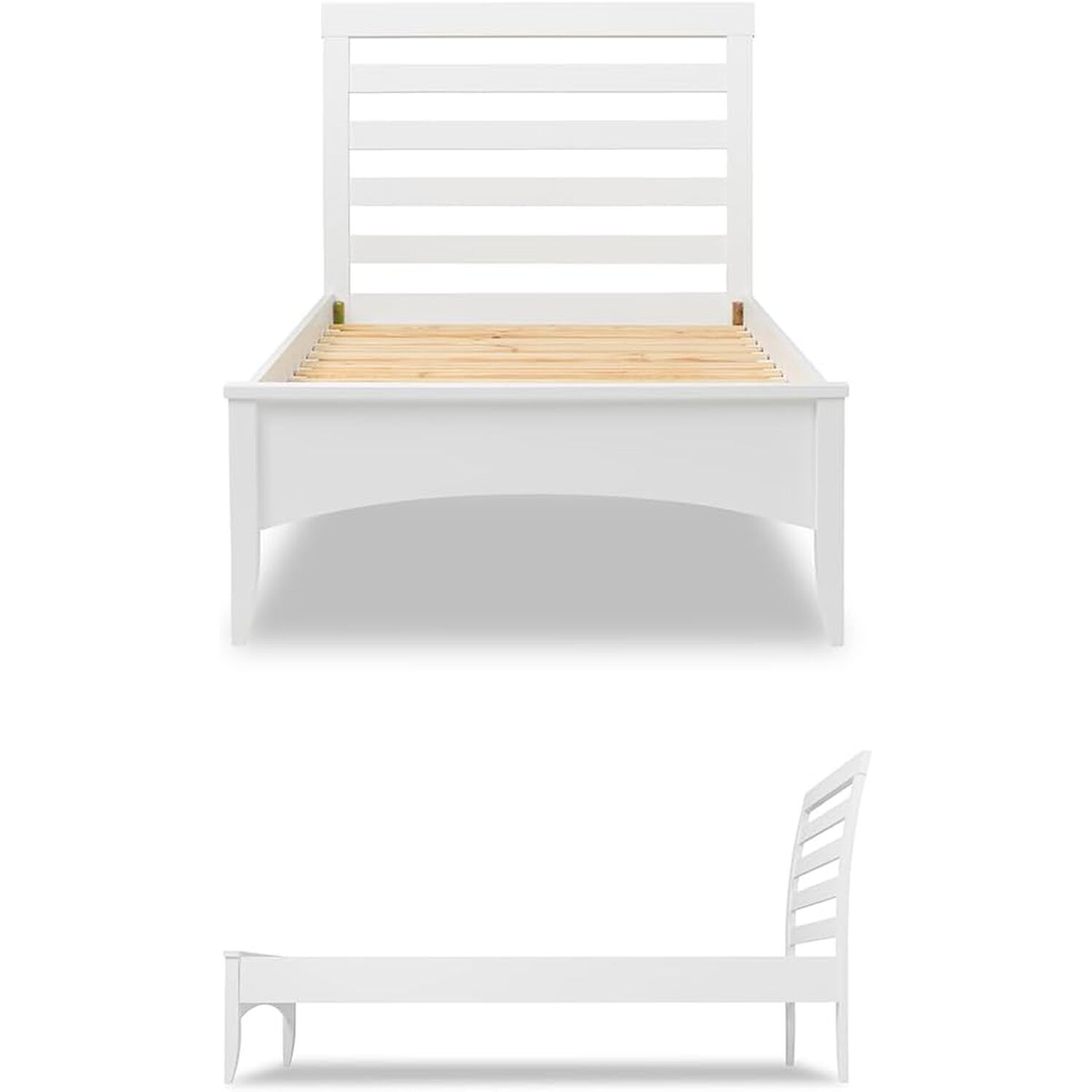 Edward Hopper White Slatted Headboard Bed - White Single