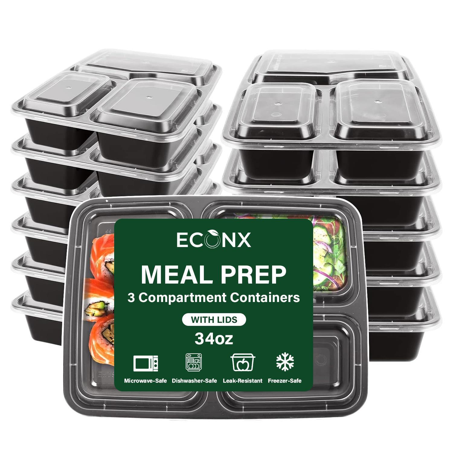 3 Compartment Meal Prep Containers 34oz Bento Lunch Boxes
