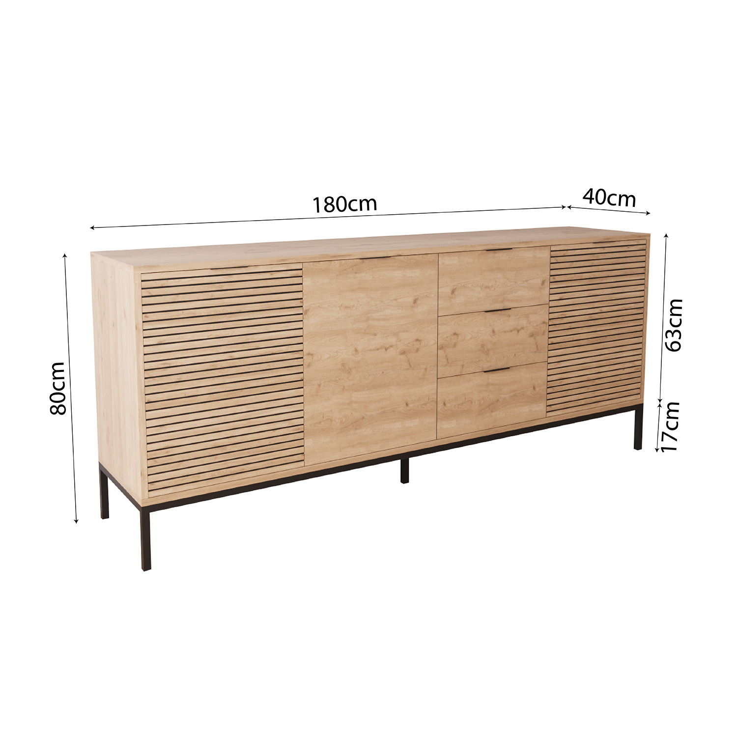 Alya Wide Sideboard - Oak