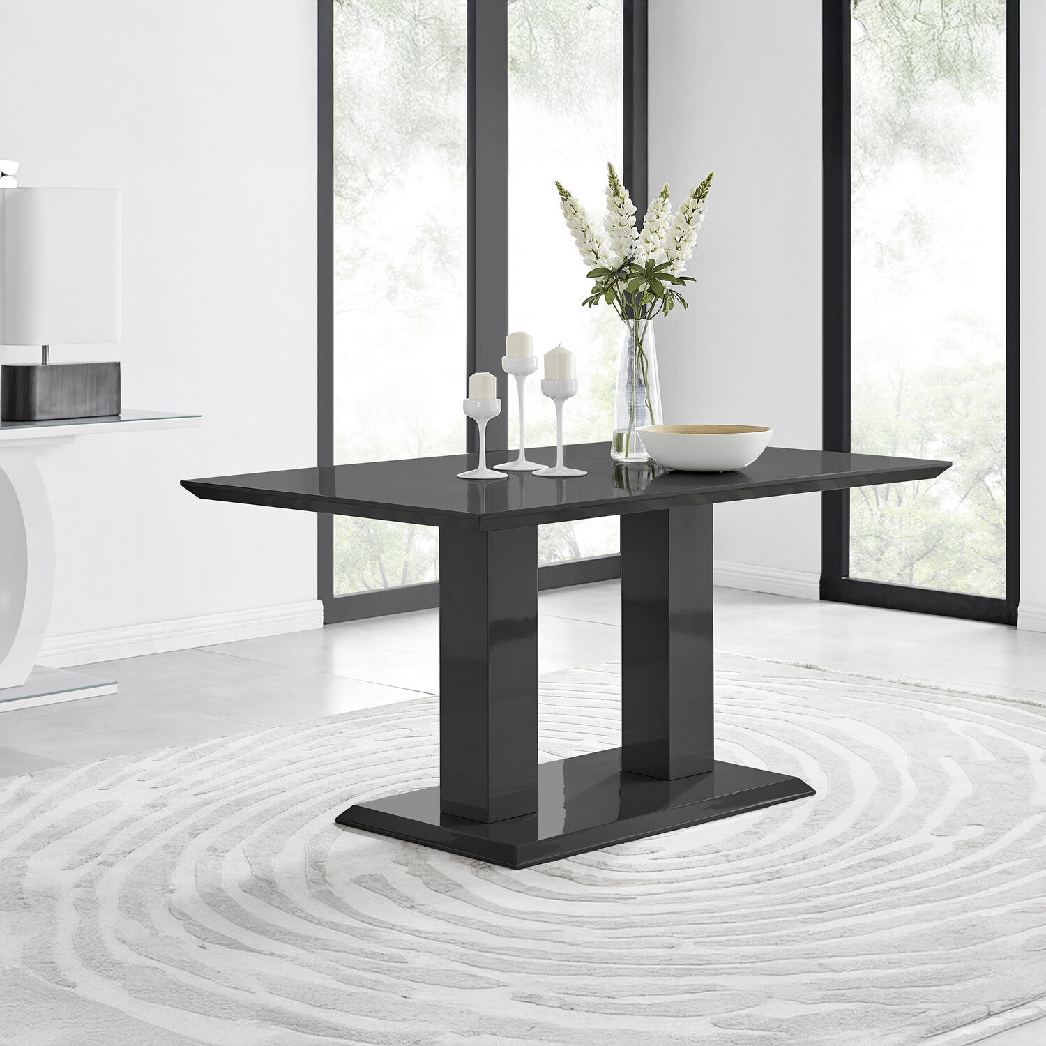 Furnitureboxuk Imperia 6 Black High Gloss Dining Table - Black