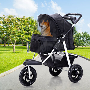 Skylos Foldable 3 Wheel Pet Stroller Steel Black