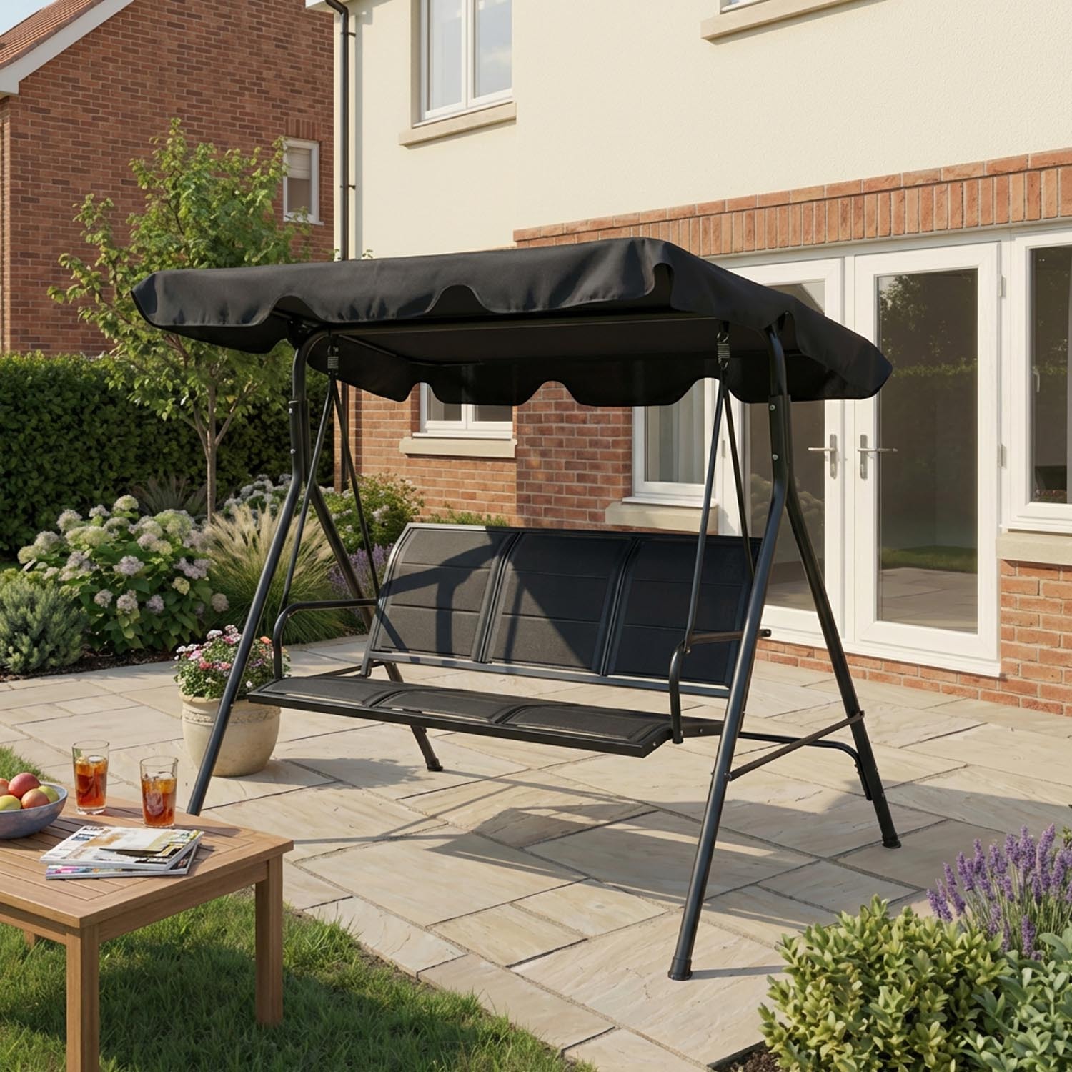 Outdoor Essentials Palma Air Tex 3 Seater Swing - Black