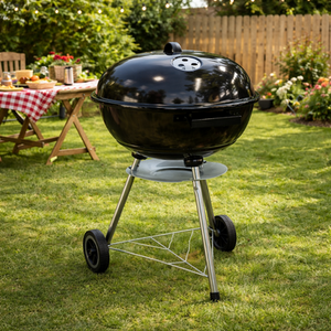 Charcoal Barbecue Portable Round BBQ with Air Vent and Ash Catcher