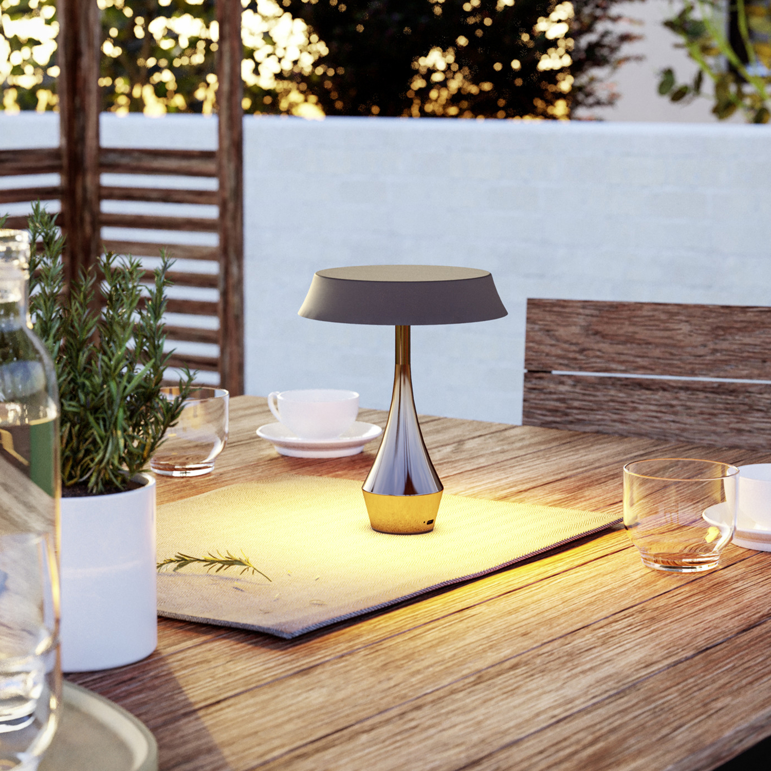 EGLO Turcio Metal LED Tricolour Portable Outdoor Table Lamp, Dark Bronze - Dark Bronze