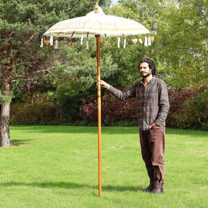 Bali Patio Parasol 1.5m - Natural Canvas  Dorran Wood Decor