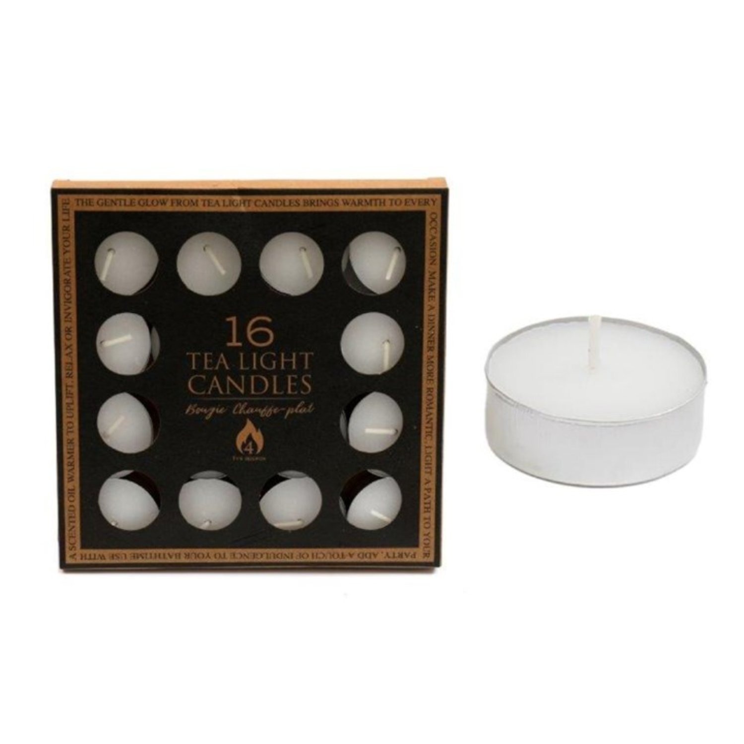 16 Pack Unscented Tealight Candles Burn Time for Home Events - White