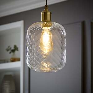Emery Clear Oval Swirled Glass Easy Fit Ceiling Lamp Shade - Clear / No