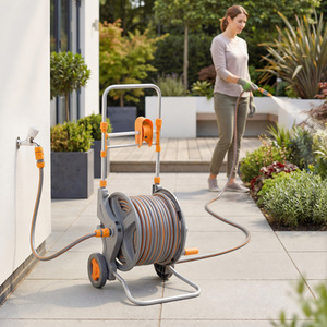 Outsunny 45 plus 2m Hose Reel Cart with Wheels, Orange