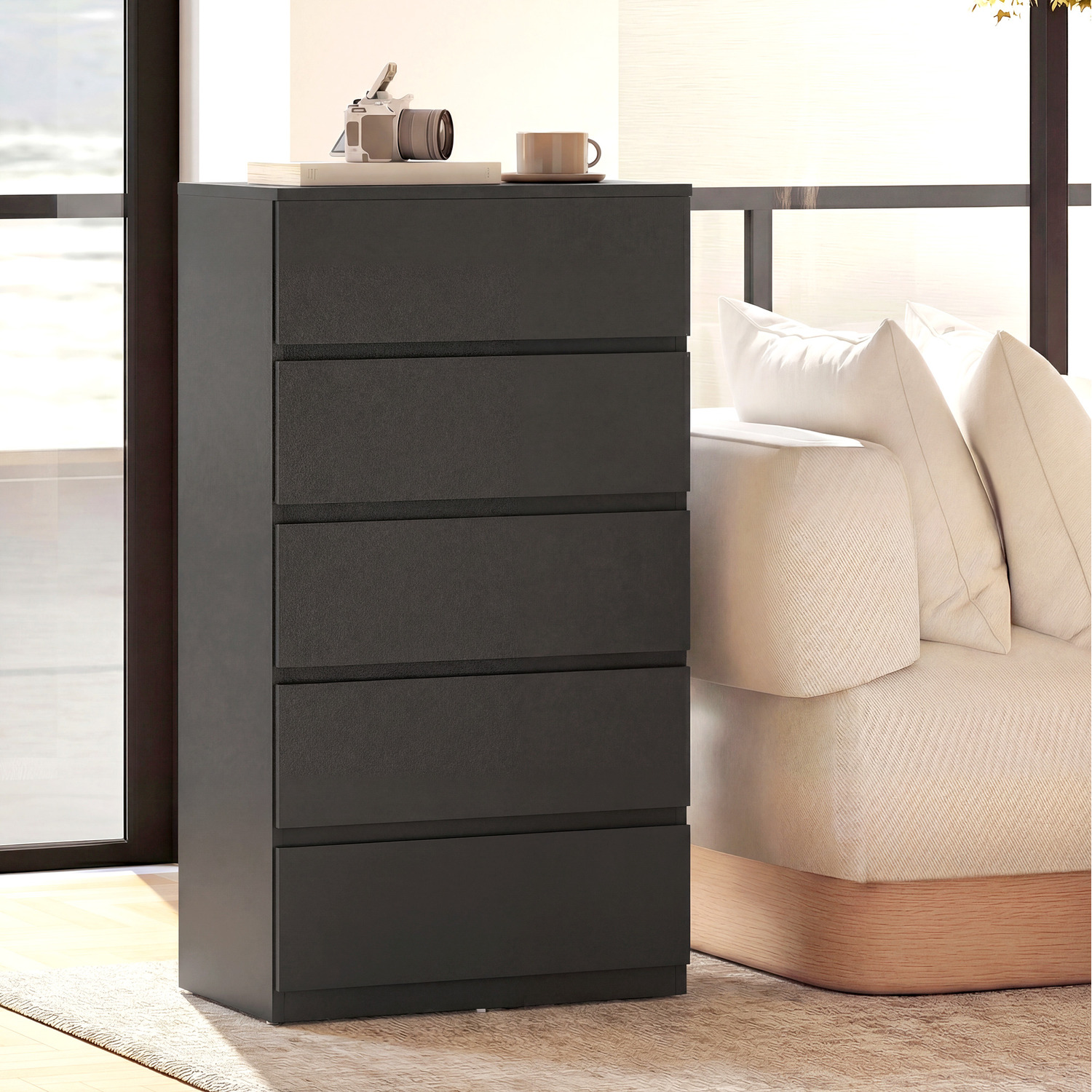 Homcom Chest Of Drawers With Soft Closing Mechanism - Black 100cm 34cm 26kg