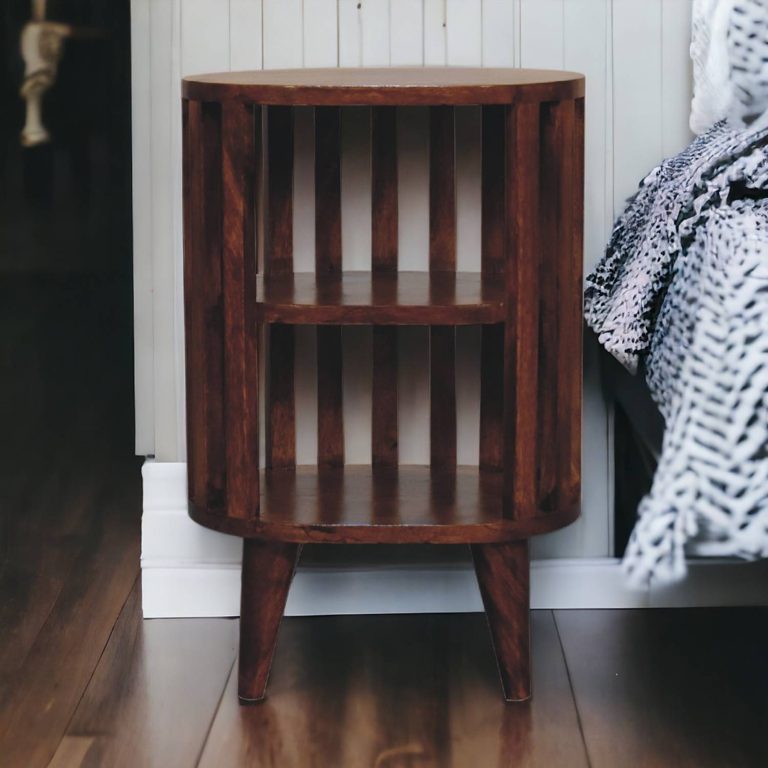 Artisan Furniture Solid Wood Ariella Double Shelf Chestnut Bedside - Brown