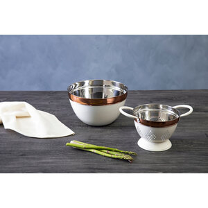 Prescott Small Cream and Copper Colander