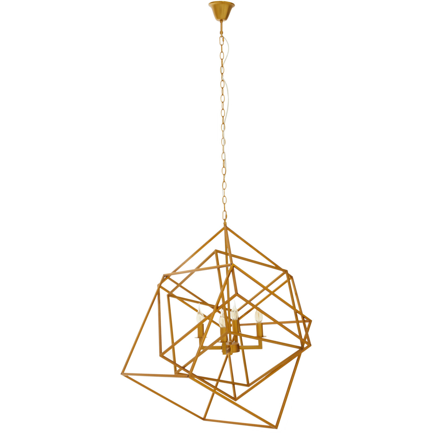Kamara Brass Finish Four Bulb Pendant Light - Gold
