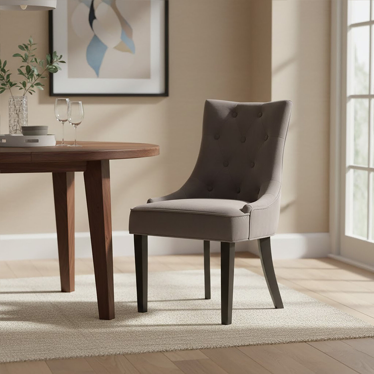Daxton Storm Grey Velvet Dining Chair - Grey
