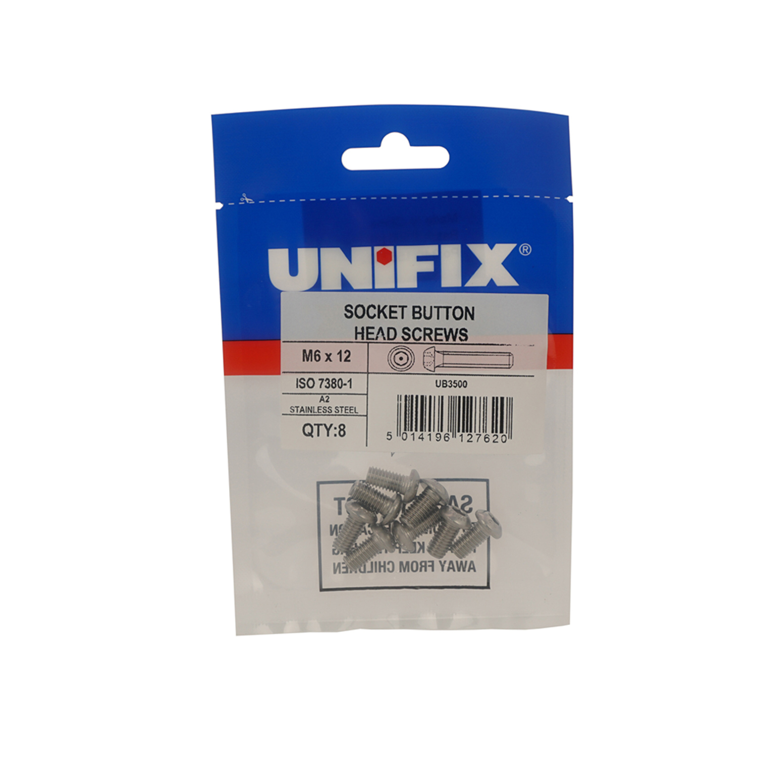 Unifix A2-70 St/St Socket Button Head Screws M6 x 16 - Box of 40 - Grey
