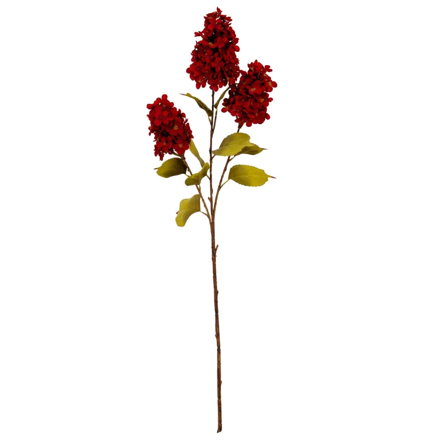 Set of 3 Dark Red Artificial Hydrangea Stems - Red