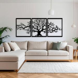 METAL WALL ART-TRIPTYCH PLATANUS 60 CM - TEXTURE BLACK