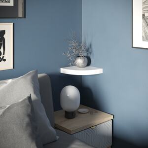 Wooden Wall Mounted Floating Corner Shelf - White