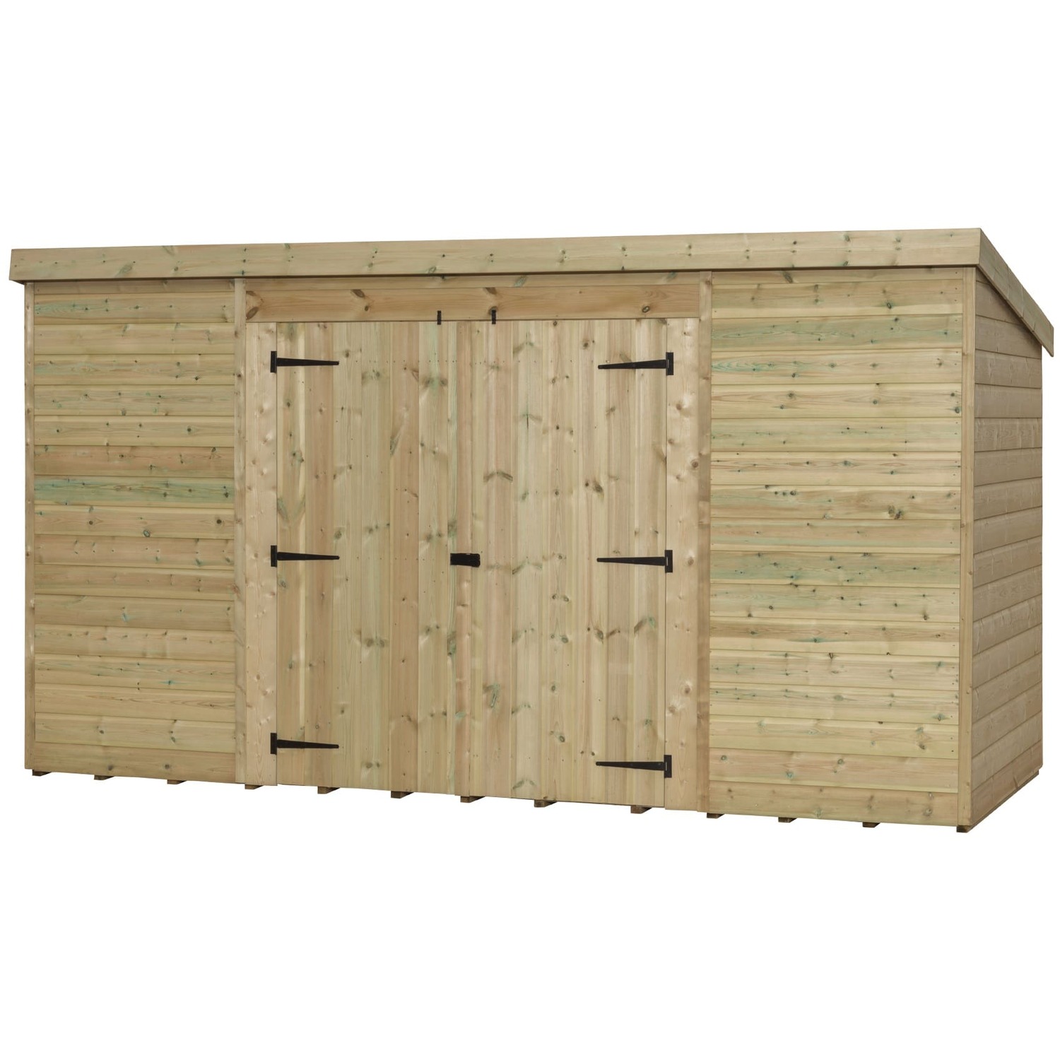Empire 5000 10x6 Pent Garden Shed with a Central Double Door - Green