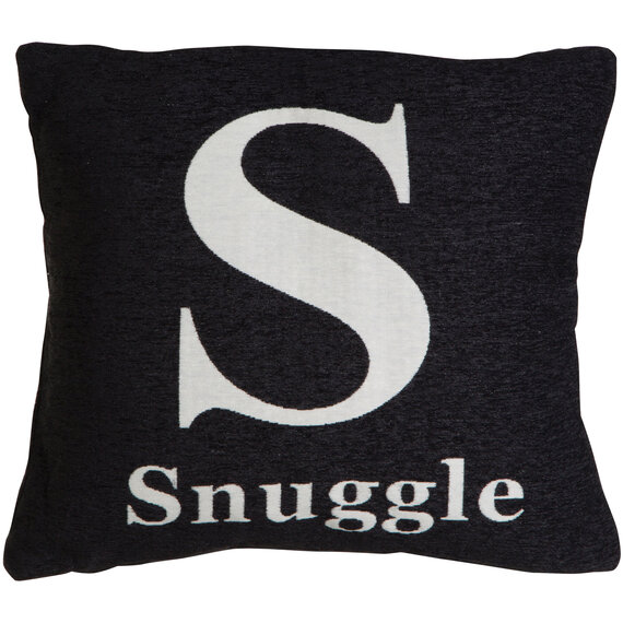 Words 'Snuggle' Black Cushion