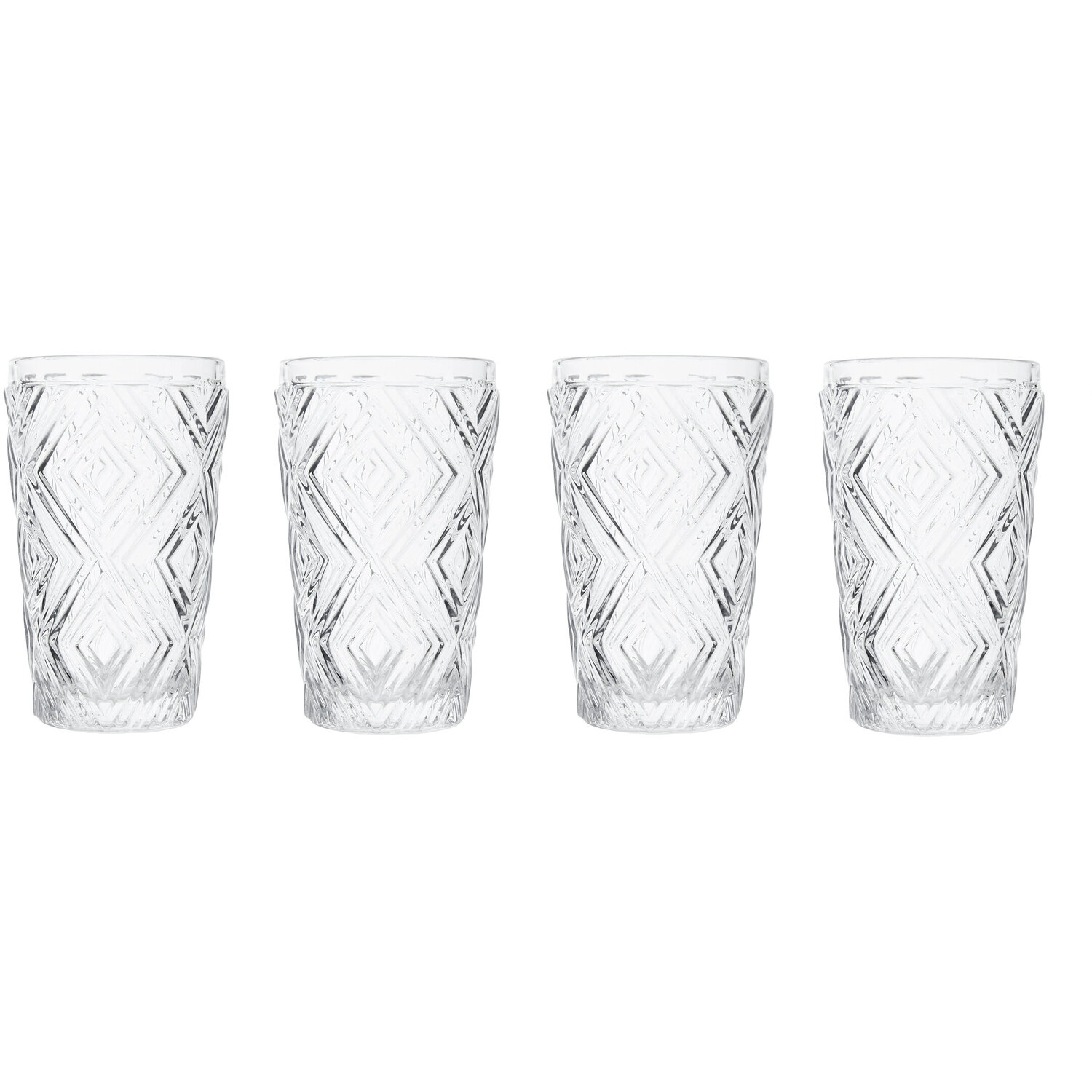 Fleur Set Of Four Clear Highball Glasses - Transparent