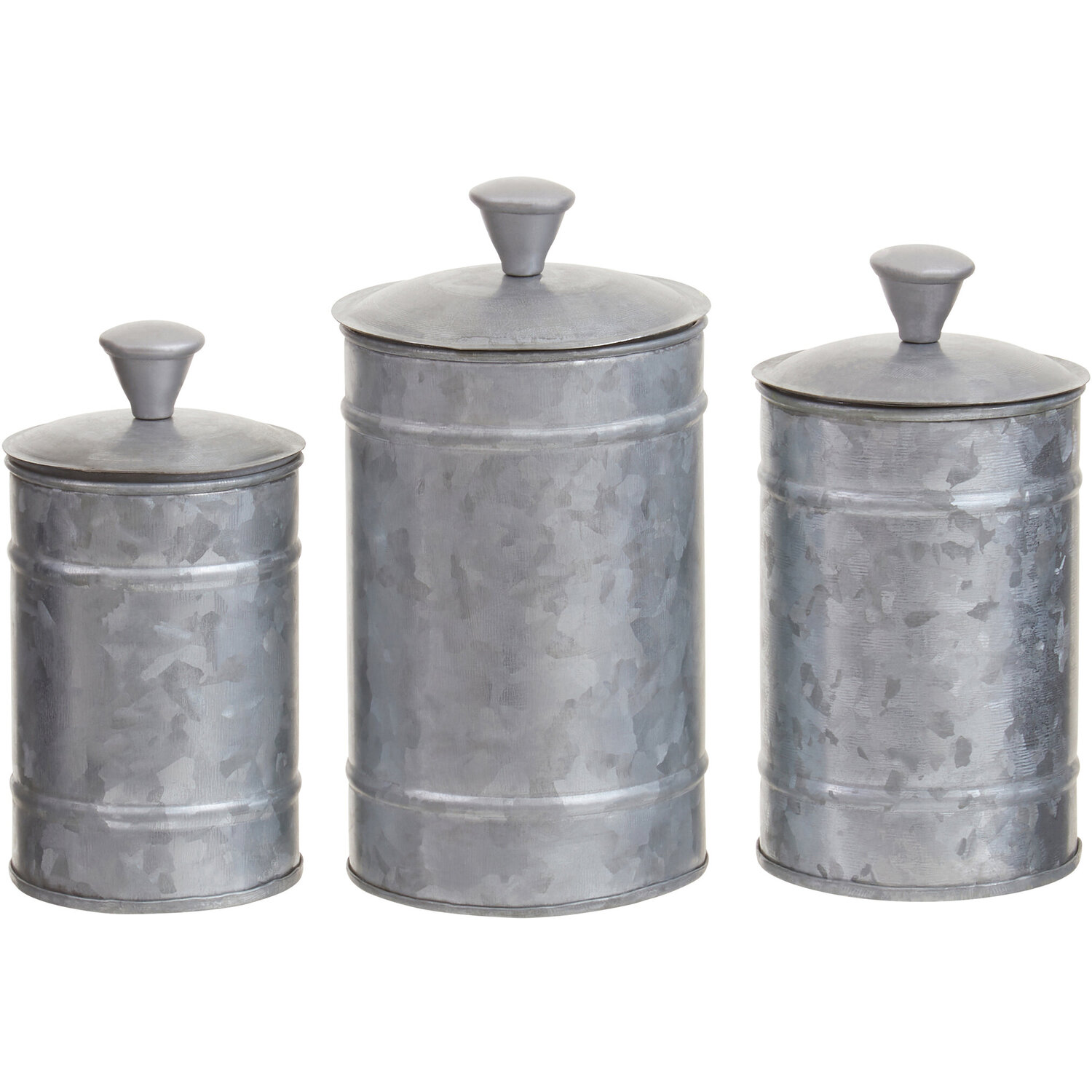 Maison By Premier Drummond Set Of Three Galvanised Steel Canisters - Silver