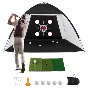 Golf Practice Net with Foldable Tri-Turf Mat
