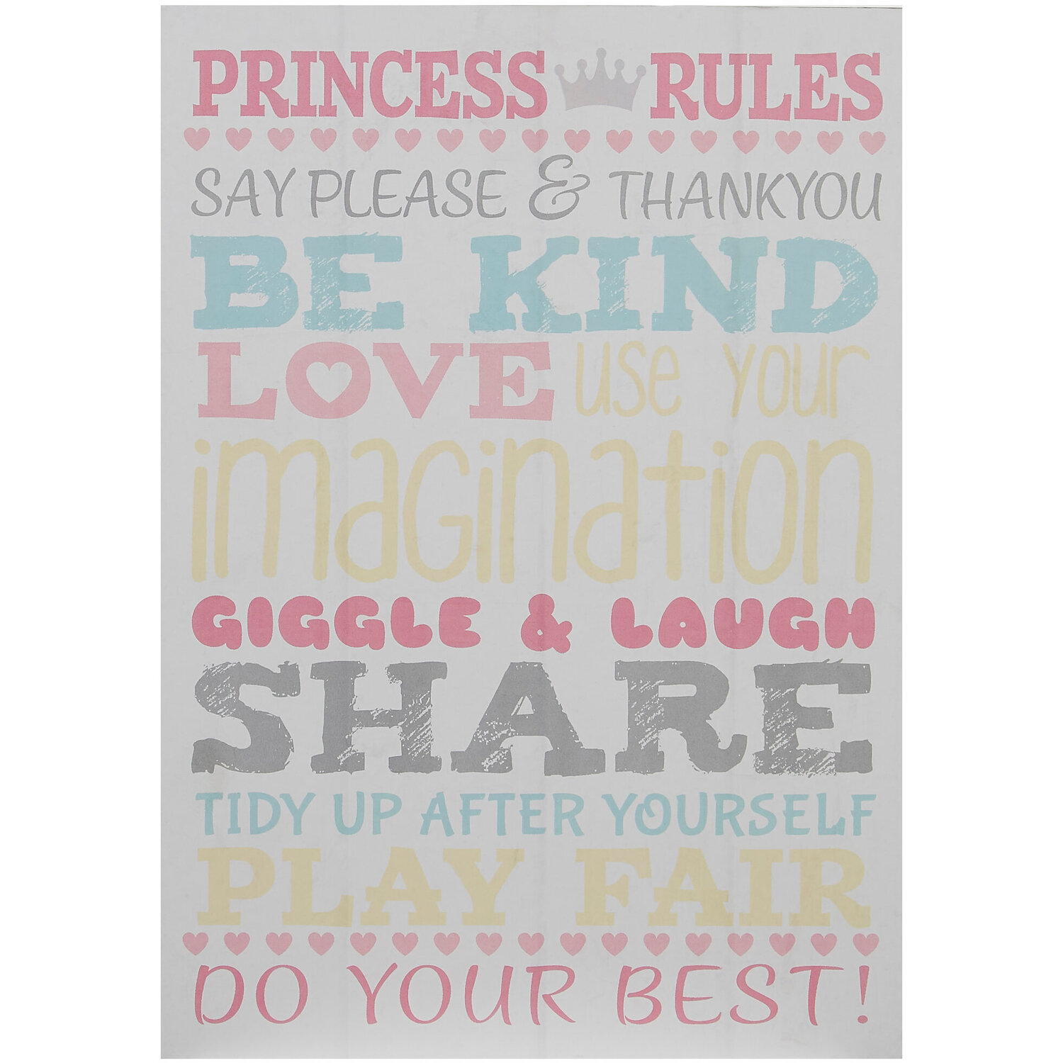 Kids Princess Rules Wall Plaque - Assorted