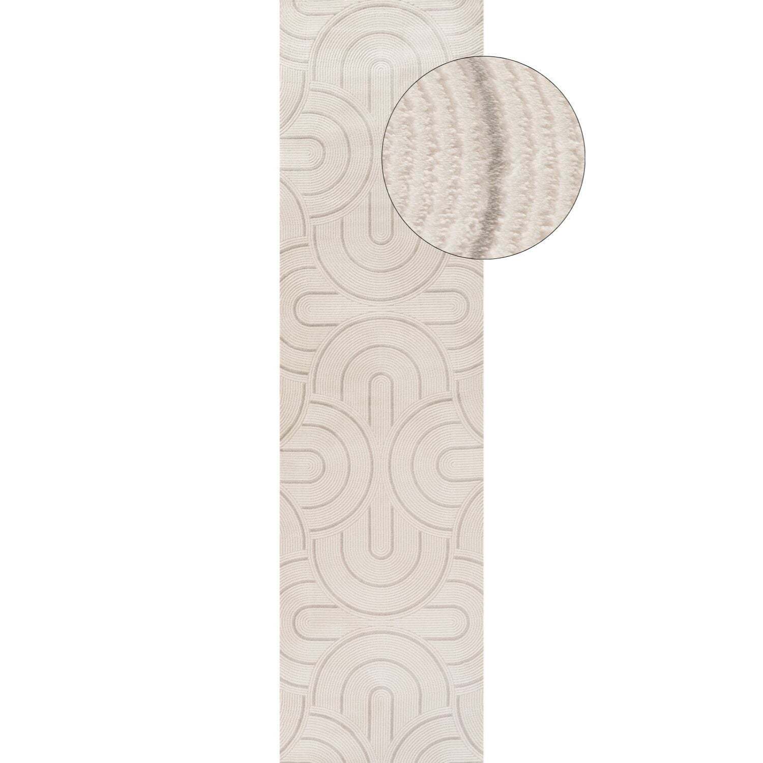 The Rugs Unisex Grey Carmel Modern Area Rugs And Runners Arch Design Soft Pile In 80Cm X 300Cm Kids - Image 3