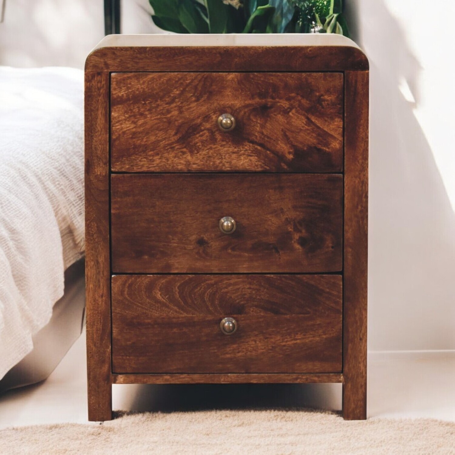 Solid Wood California Walnut Naya Bedside - Brown