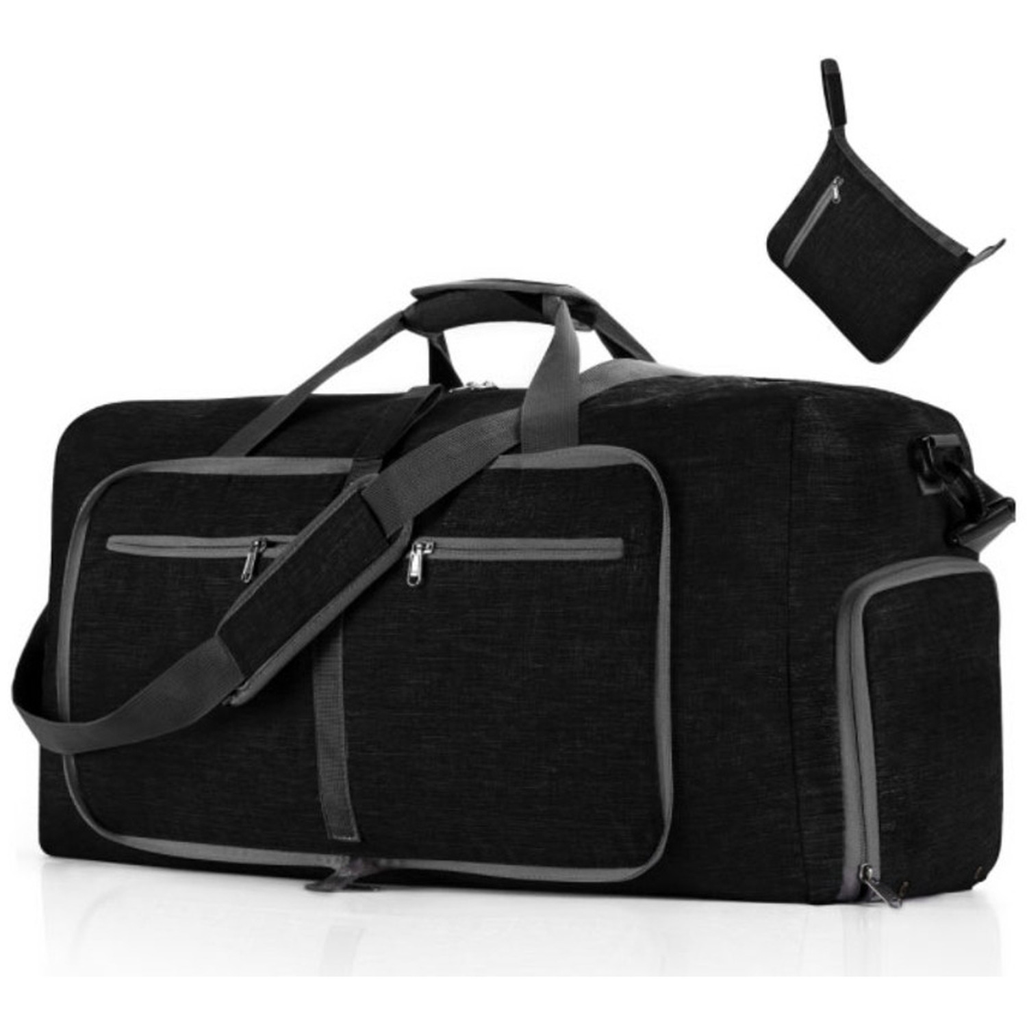 Large Gym or Travel Duffel Bag - Black / 37.6cm