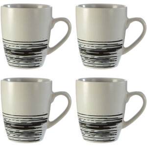 Middag Set Of 4 White And Black Effect Mugs