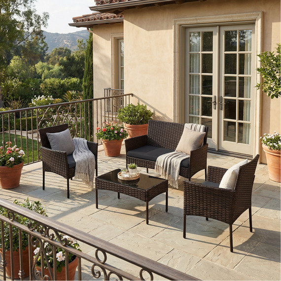SONGMICS 4 Piece Rattan Patio Set 