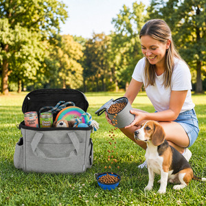 PawHut Dog Travel Bag with Two Food Containers and Collapsible Bowl