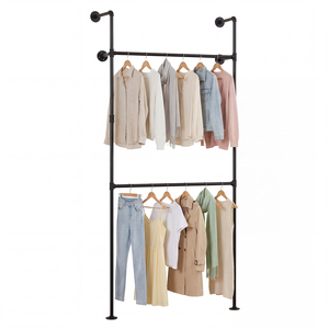 Wall Mounted Industrial Pipe Garment Organizer