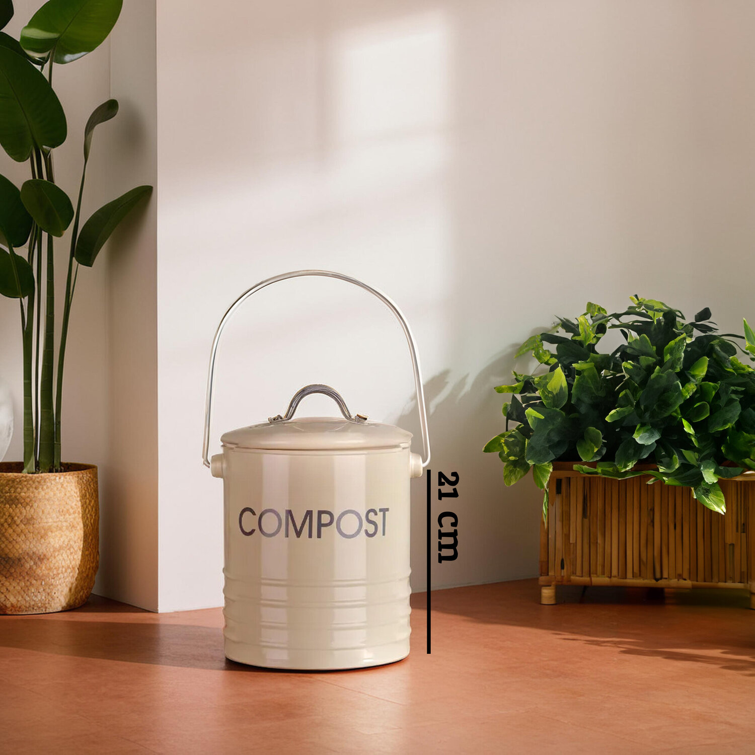 Maison By Premier Cream Compost Bin With Handle - Cream