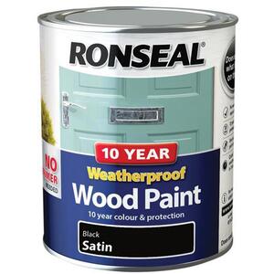 Ronseal 10 Year Weatherproof Wood Paint Black Satin 750Ml