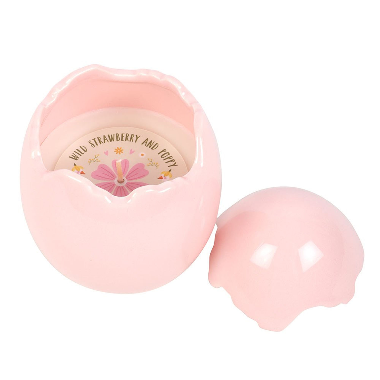 Something Different Wild Strawberry & Poppy Egg Shaped Scented Candle - Pink