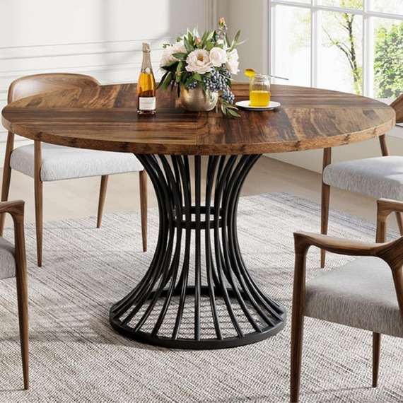 Round Dining Table 120 cm AXIS - Rustic Brown