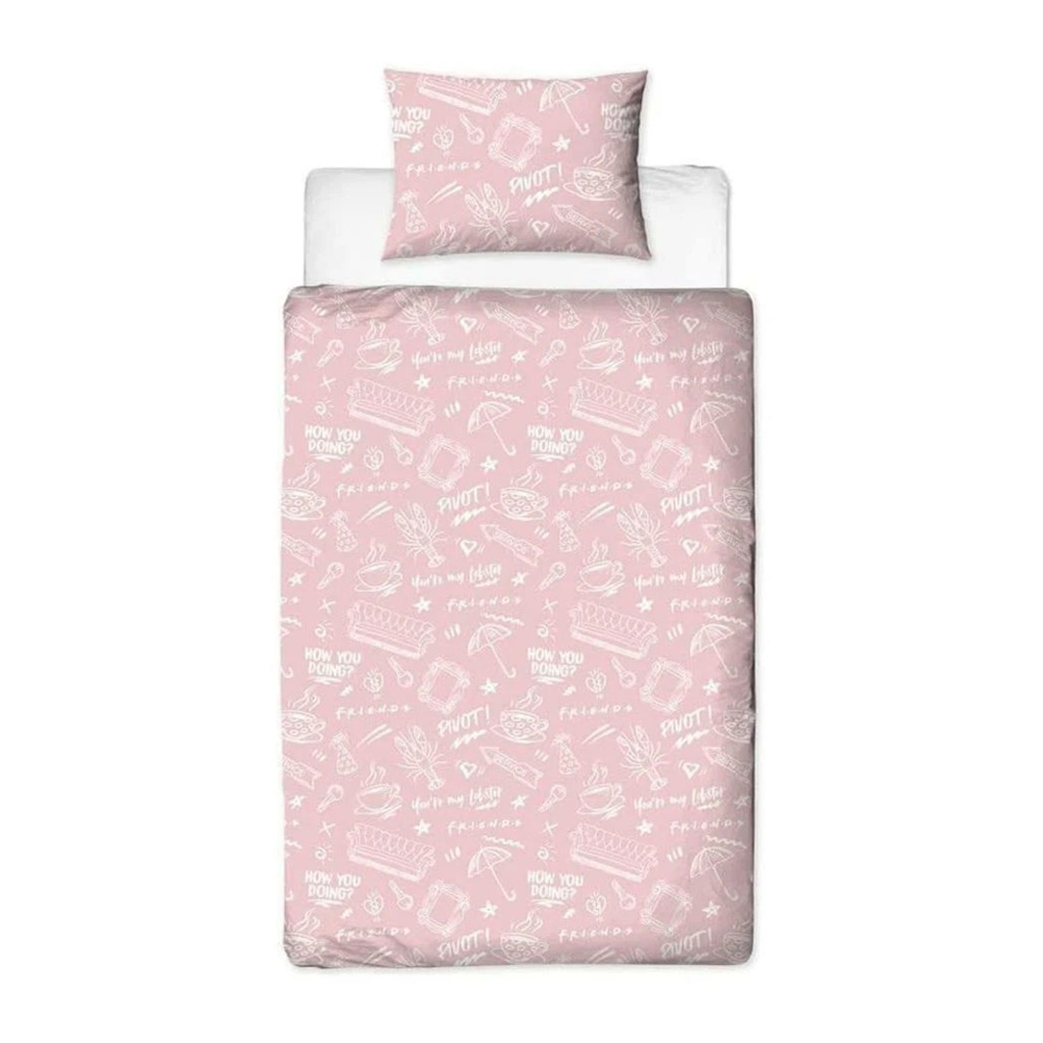 Friends Coffee Reversible Duvet Set - Grey/Pink/Black