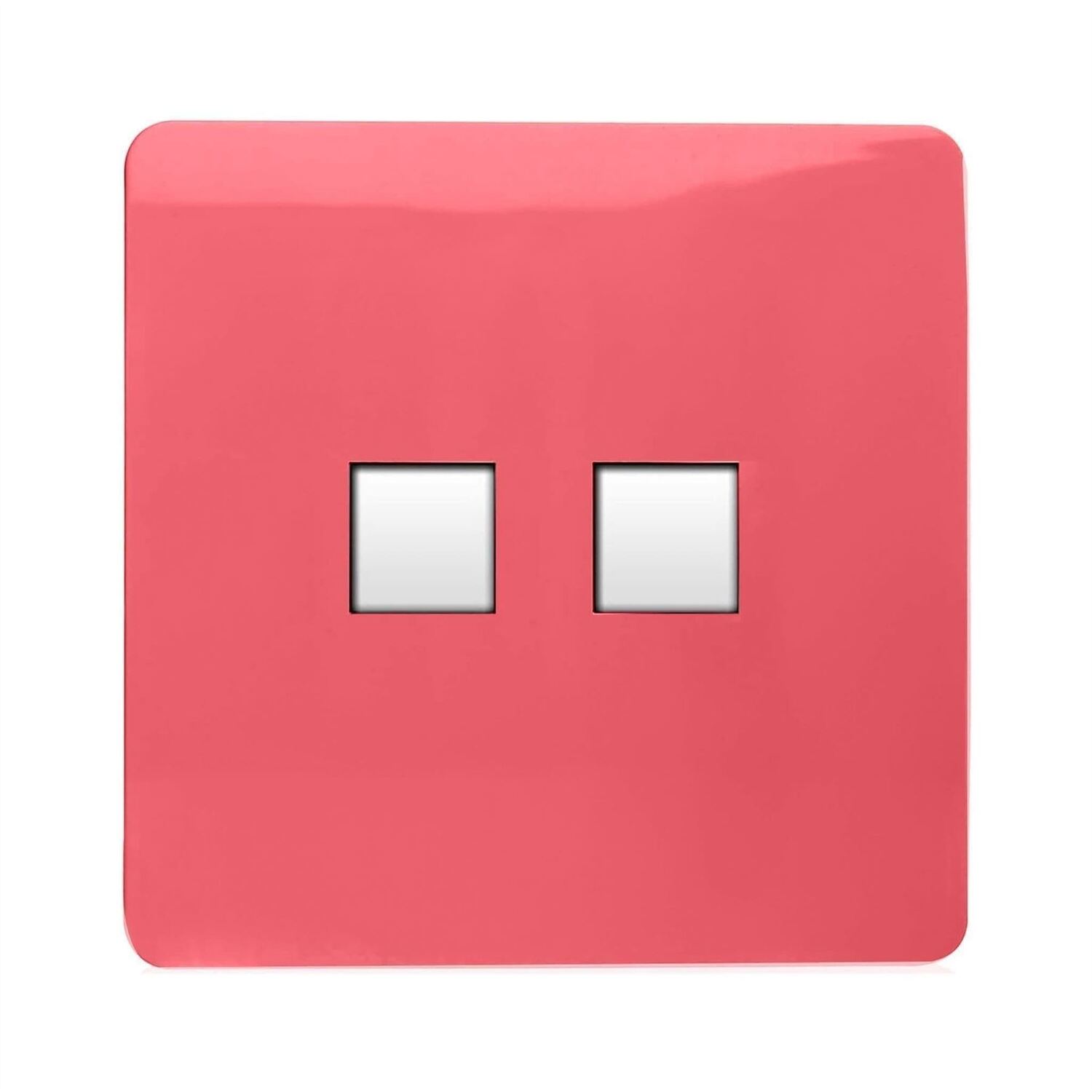 Trendi Switch 2 Gang Rj45 Cat 6 Pc Ethernet Socket - Strawberry Red