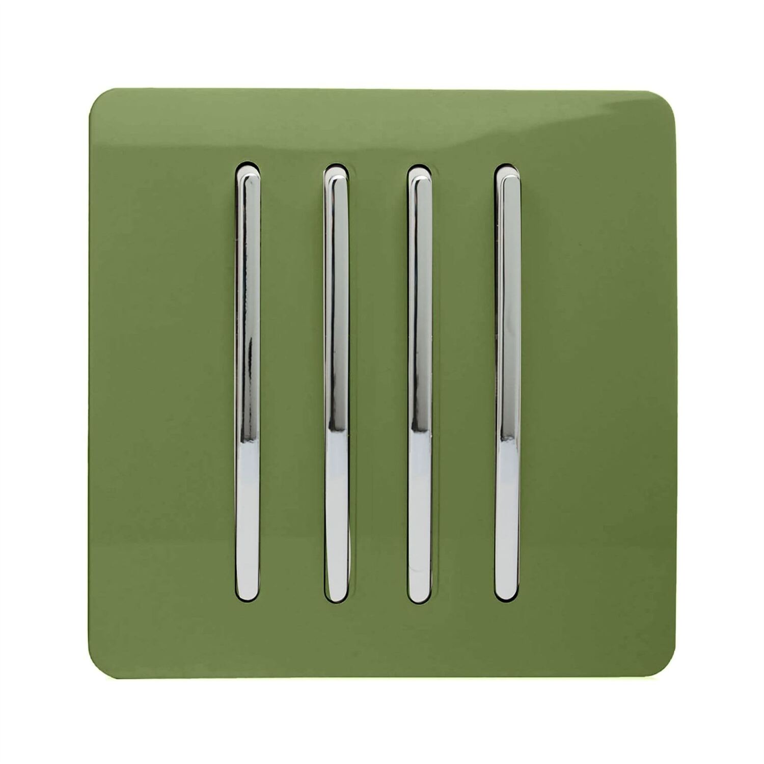 B&Q - Trendi 4 Gang 2 Way Artistic Modern Glossy 10 Amp Rocker Tactile Light Switch Moss Green - Image 3