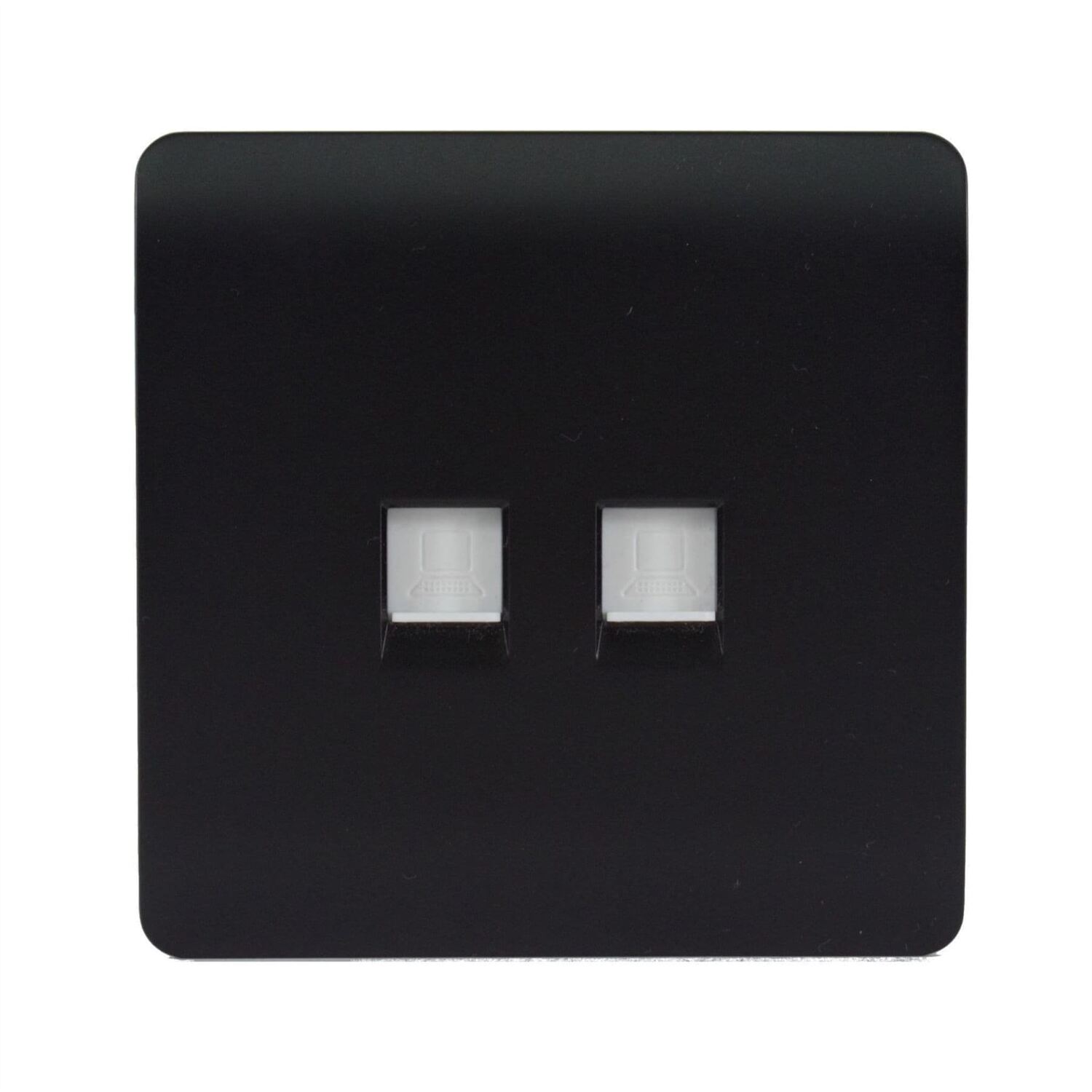 Trendi Switch 2 Gang Rj45 Cat 6 Modern Designer Pc Ethernet Socketin Matt Black - Image 3