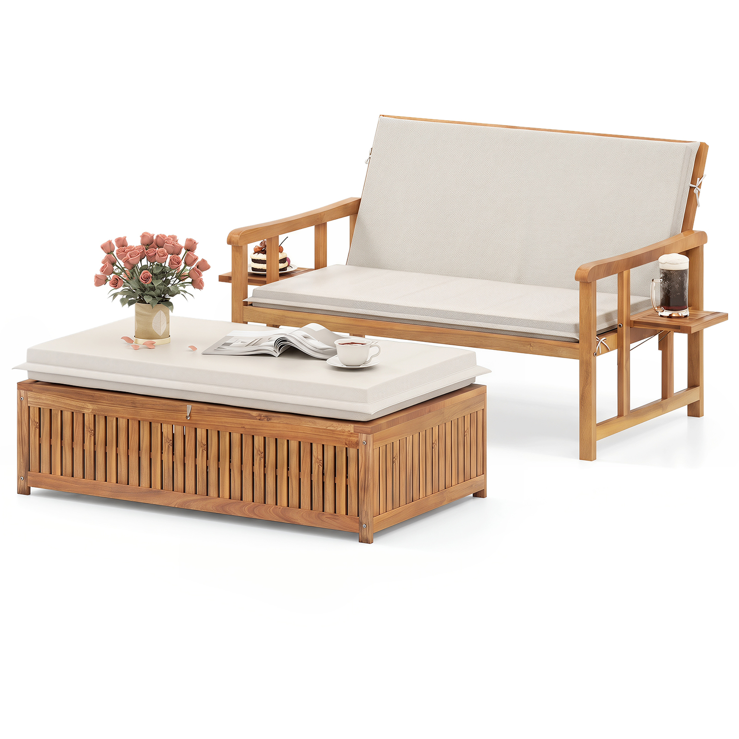 Costway Patio Loveseat Recliner Sun Lounger