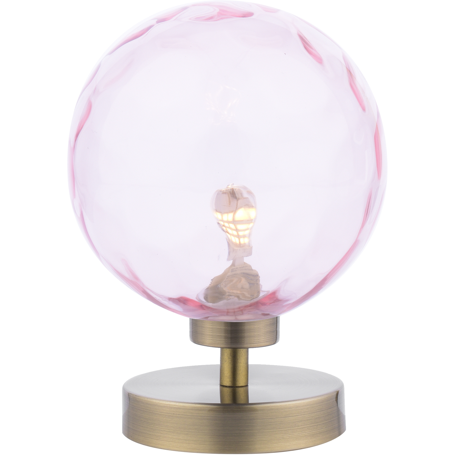 Dar Esben Touch Table Lamp Antique Brass Pink Glass