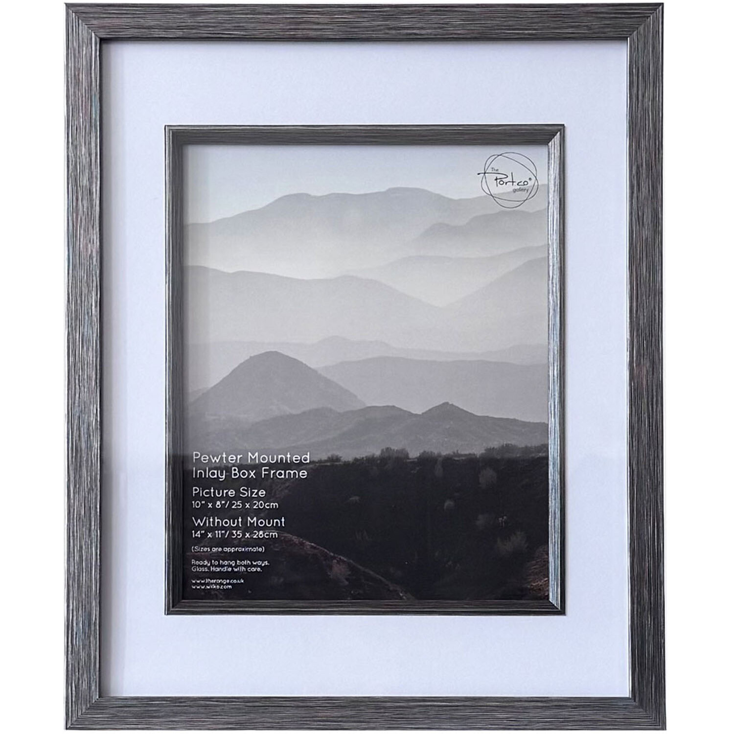 Pewter Mounted Inlay Box Frame - Pewter / 10 x 8 inch