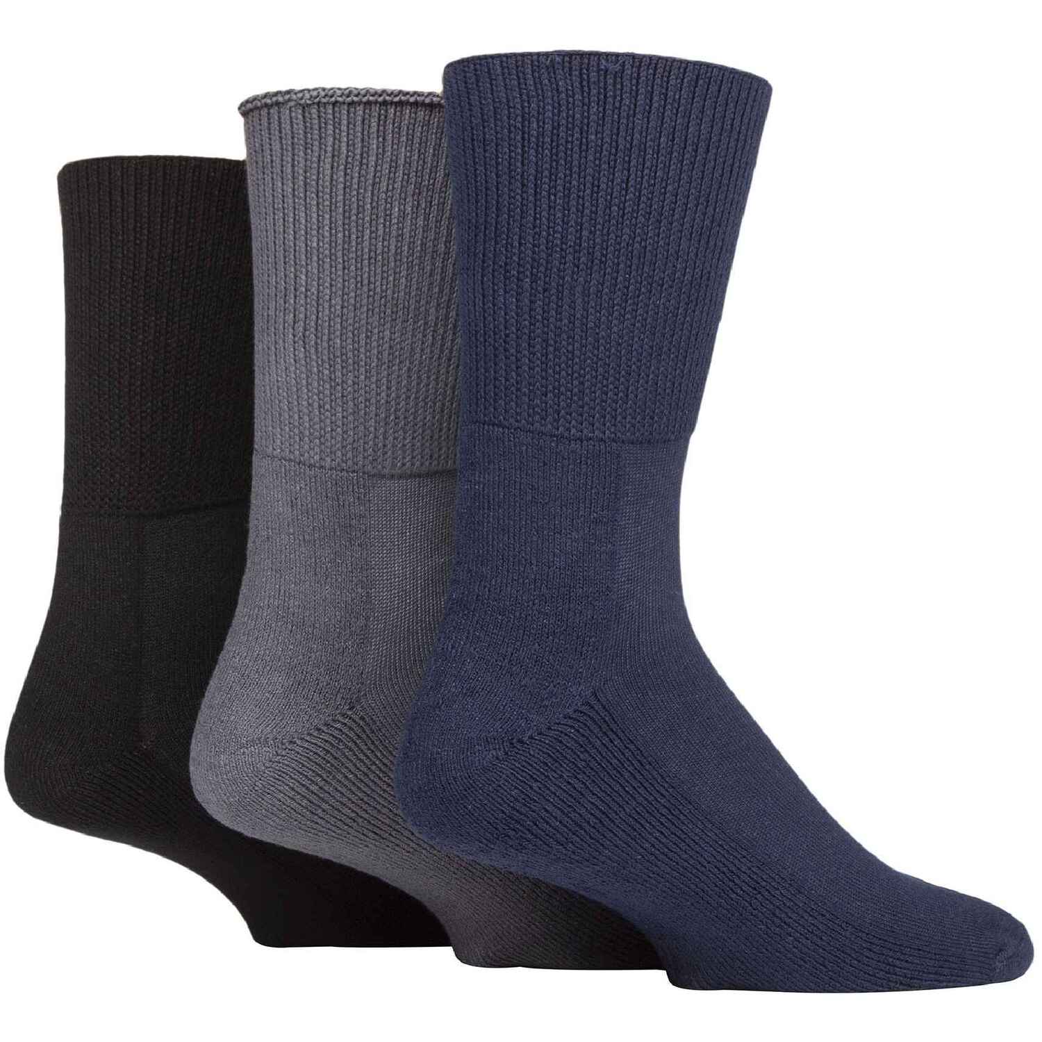 Iomi 3 Pack Extra Wide Bamboo Diabetic Socks For Swollen Legs - Multi / 9-11