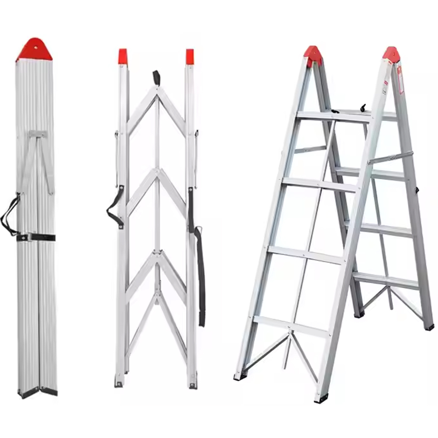 Tuffmate Double-Sided Folding Step Ladder - Silver
