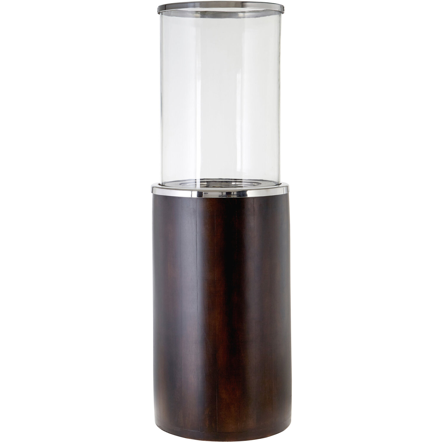 Orsina Hampstead Large Mango Wood Hurricane Candle Holder - Natural, Clear