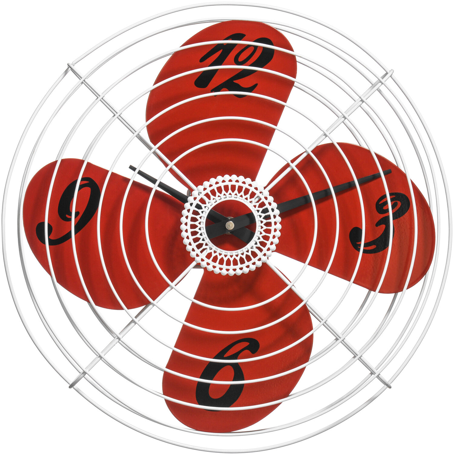 Misam 38cm Dia Red Retro Fan Design Wall Clock - Red