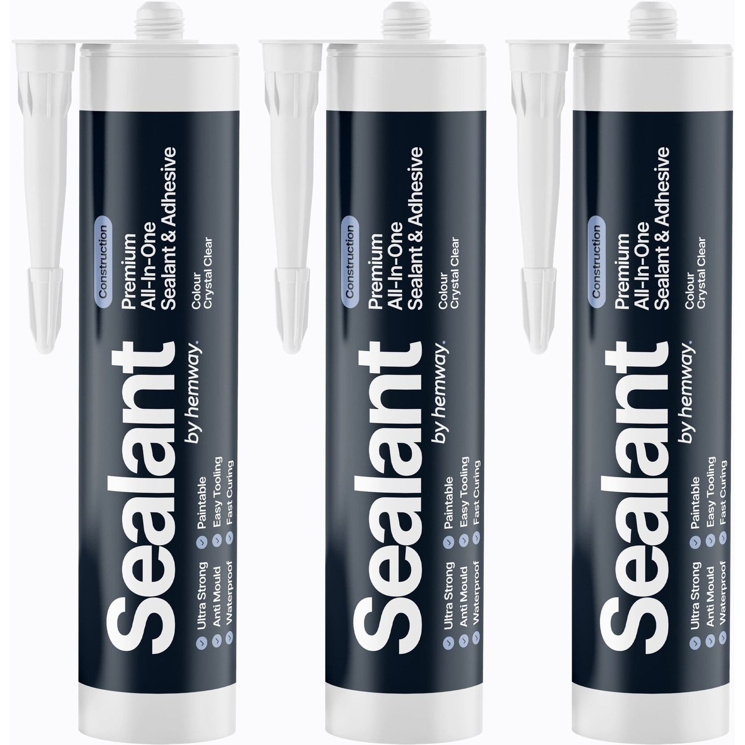 B&Q - Hybrid Polymer Sealant & Adhesive Crystal Clear Waterproof Anti Mould Shower Bath Construction All-In-One 3 Pack - Image 2
